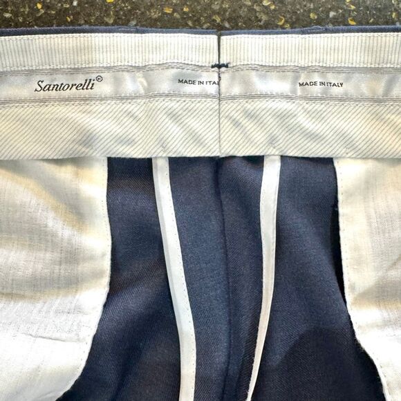 Santorelli ROMEO Flat Front Dress Pants. Blue. Size 36. - Picture 9 of 11